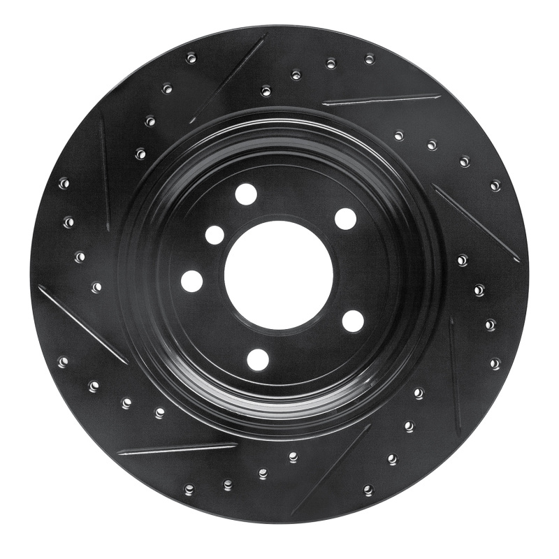 BMW 530I Brake Rotor (1) - Rear Right - R1 Concepts - Drilled & Slotted - Black - `04-`10
